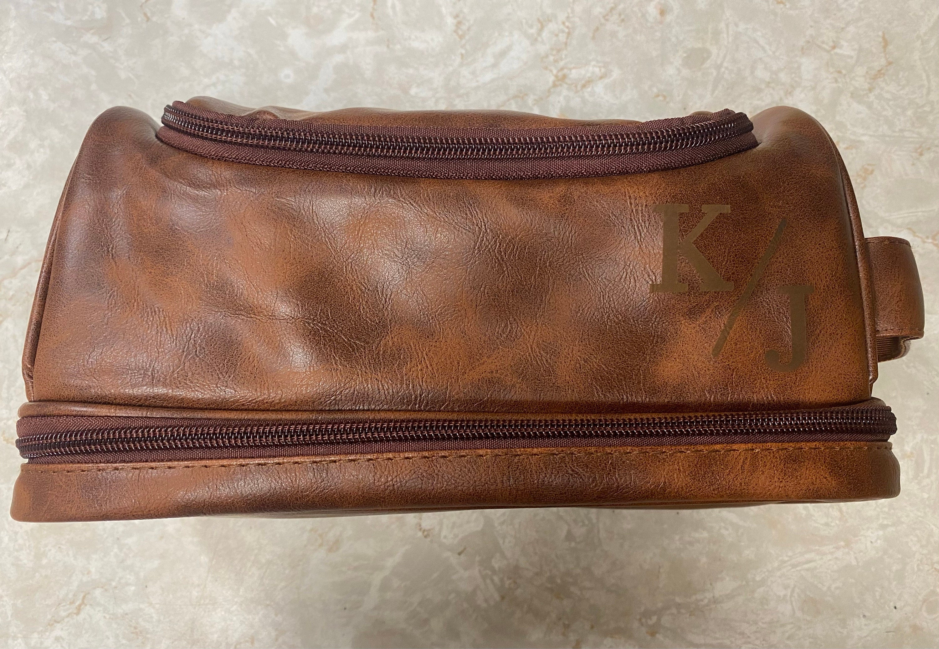 Personalized Travel Bag For Men, Faux Leather Hanging Toiletry Bag, Dopp Kits Personalized, Custom Gift For Men, Groomsmen Dopp Kit For Him
