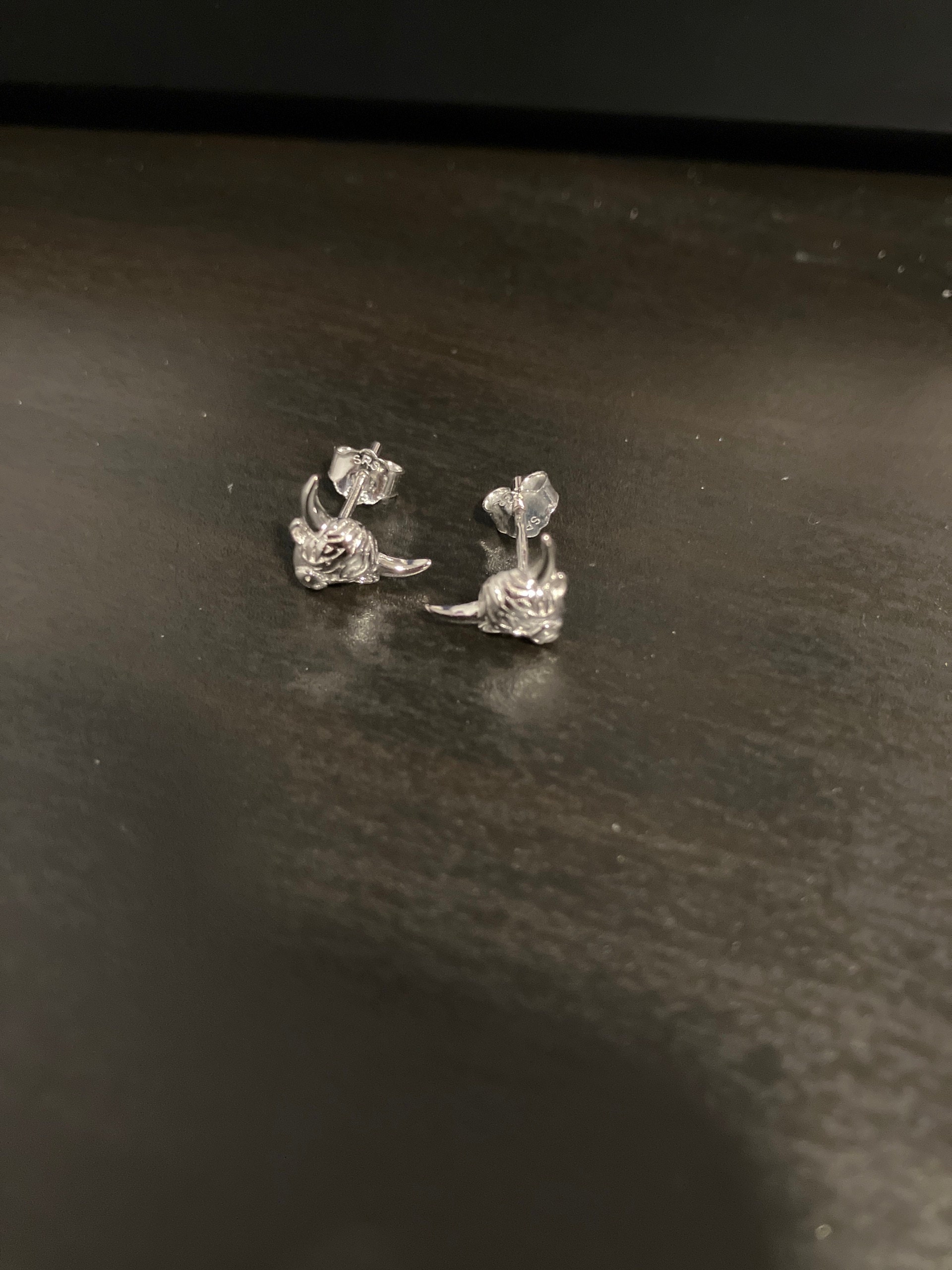 Highland Cow Stud Earrings in Sterling Silver, Cow Stud, Bull Earrings, Petite Earrings, Small Cow Stud, Scotland, Scottish