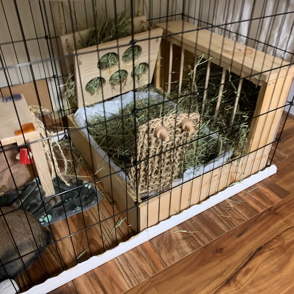 Large - Hop Box: Rabbit Bunny Hay Feeder and Litter Pan Combo, Sifting ...