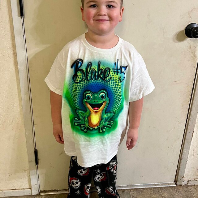 Personalized Airbrushed Frog T-shirt, Custom Children's Cartoon