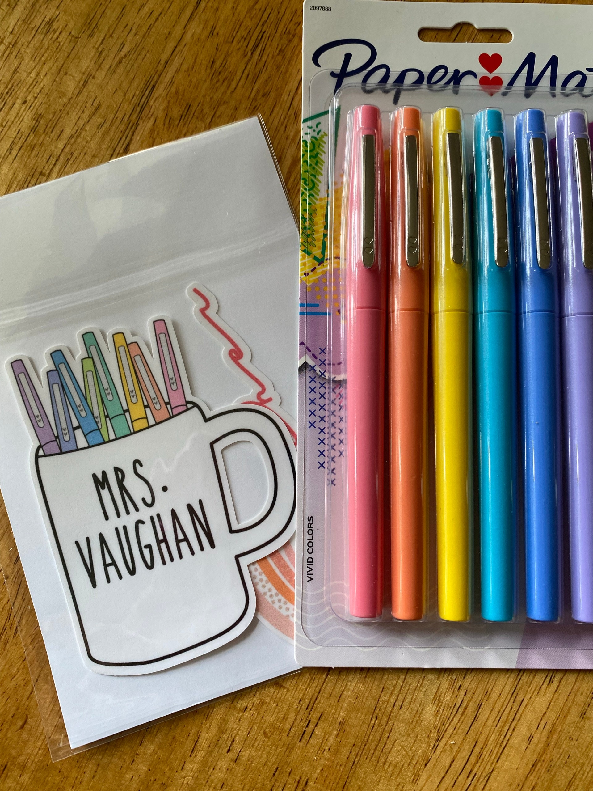 Custom Teacher Coffee Mug Sticker, Personalized Teacher Sticker Coffee Mug, Teacher Flair Pen Sticker