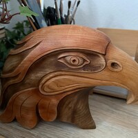 Maori, Eagle Figurine Wooden Eagle Head, Bald Eagle Statue Bird Statue ...
