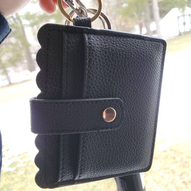 Wristlet Bracelet Keychain,With Wallet Card Holder Pocket,Bangle Key Ring  Coin P