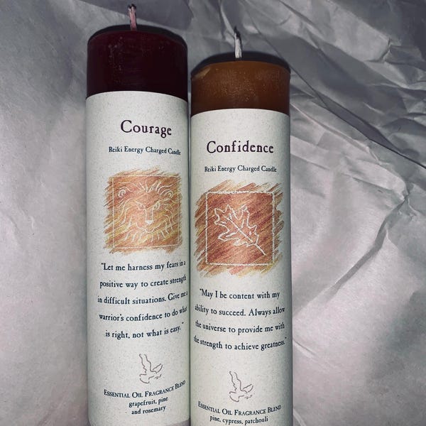 Reiki Charged Intention Candles, 7" Herbal Scented Manifestation Candle ...
