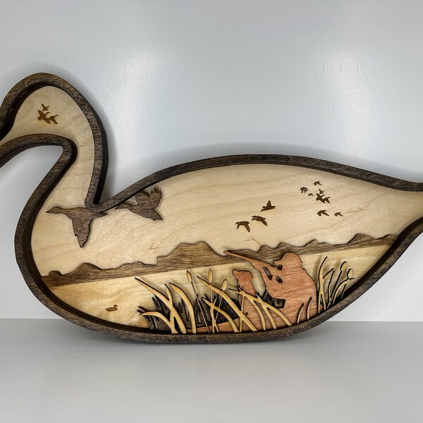 DIGITAL SVG FILE Glowforge Laser Cut Layered Duck Hunting Scene File - Etsy
