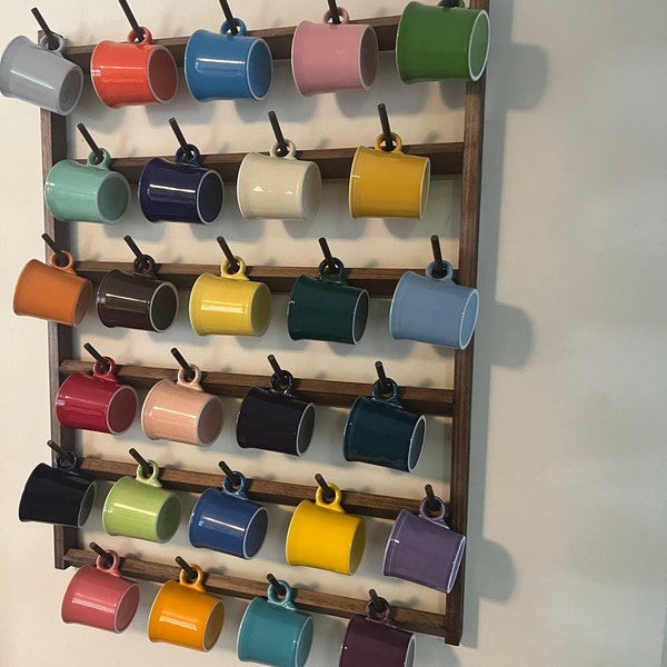 Wood Coffee Mug Rack: Handmade Kitchen Organizer, Holds 27 Mugs or ...
