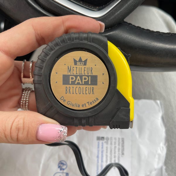 Mètre Personnalisable "Super Papi" - Cadeau Bricoleur, Avec Lanière Et Accroche Ceinture