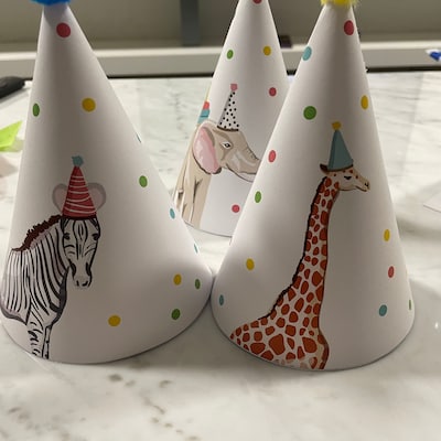 Printable Party Hats Party Animals Birthday Party Birthday Decor Safari ...