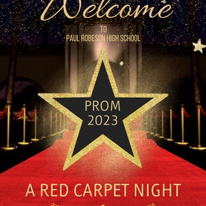 Red Carpet Dance Welcome Sign, Hollywood Editable, Prom, School Dance ...