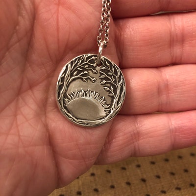 Reversible Pendant, Sun and Moon, Fine Silver Pendant, Handmade in ...