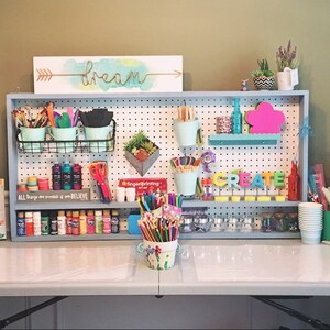 Nursery| Pegboard Frame for Organization Wood 24in x 36in Jewelry Peg Board Organizer for Crafts Tools