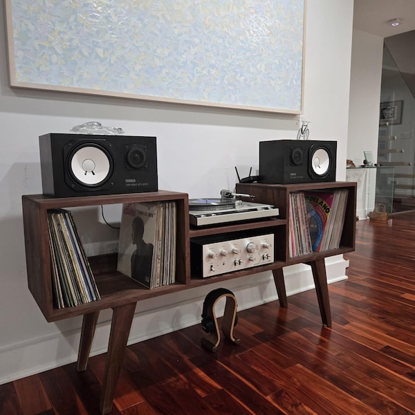 Lowboy Record Player Console / Customizable Vinyl Cabinet / Solid ...