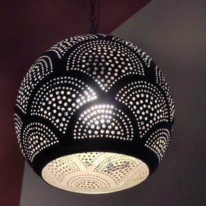 Set of 2 Black Ceiling Lamp Shades, Kitchen Island Pendant Lampshade, Perforated Metal Lamp ...