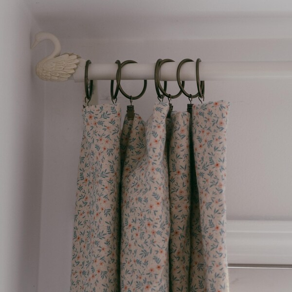 Modern Vintage Light Pink Floral Pattern Washed Linen Cotton Curtain ...