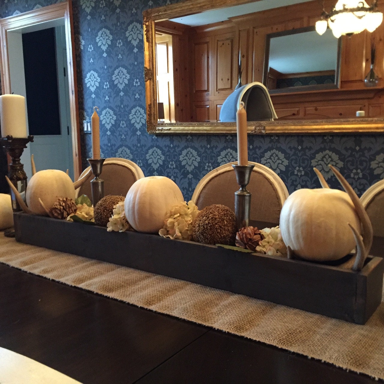 Herb planter/Trough/Wood table centerpiece/wedding centerpiece/planter