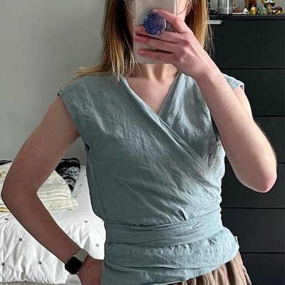 Amelia Solid Linen Stripes Top in Pink