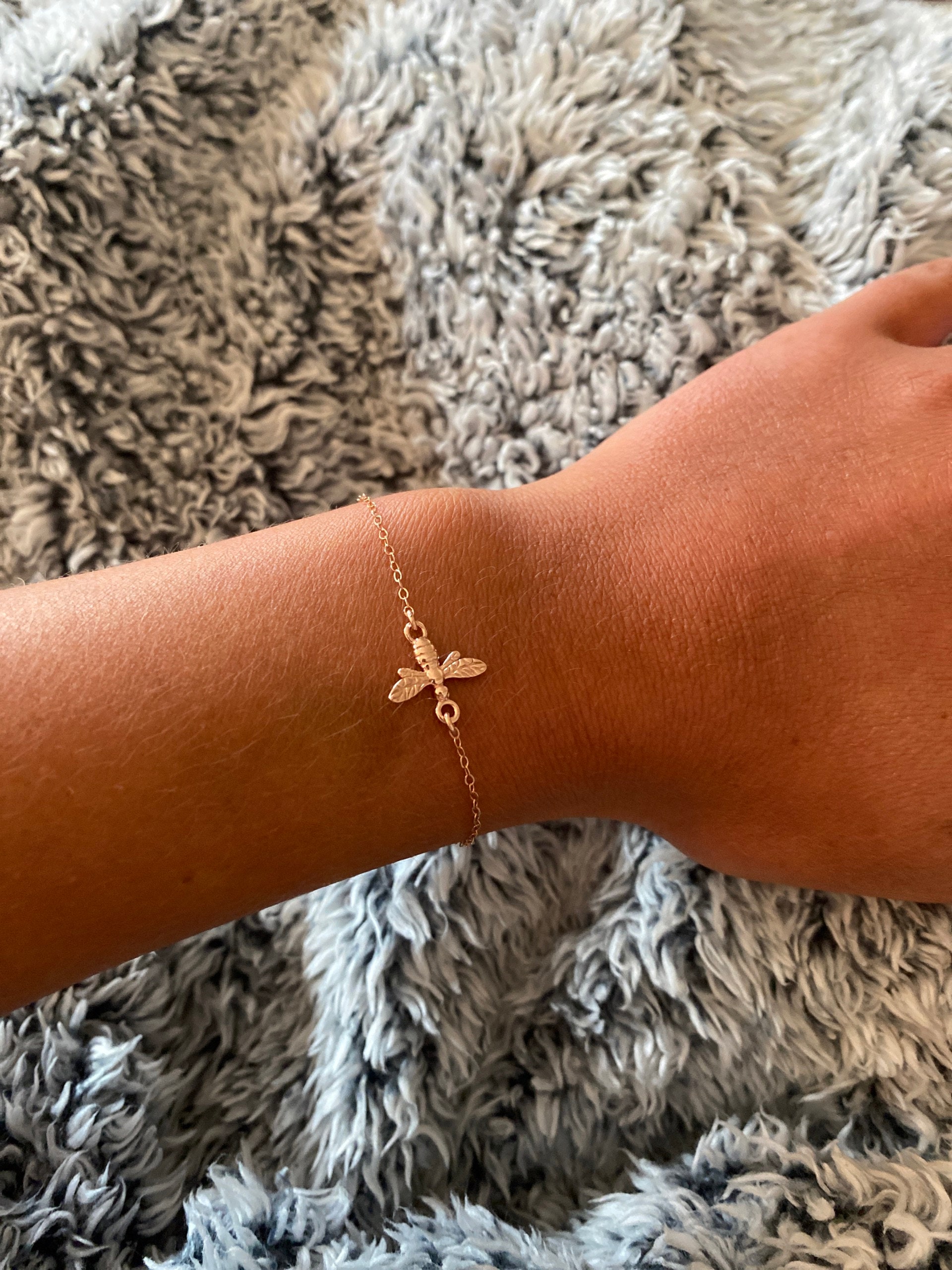 Final Sale Honey Bee Bracelet Sterling Silver/Gold Filled/Rose Gold Filled Bee Bracelet • Bee Pendant•Bee Jewelry•Tiny Bee•Bee Gift•Gold Bee