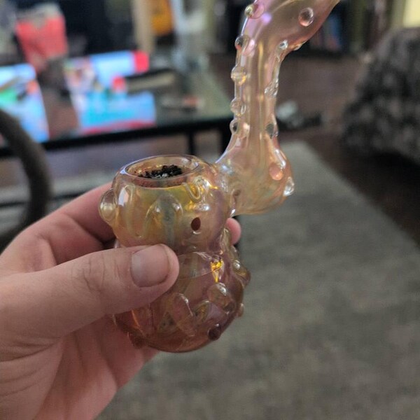 Iridescent Fumed Glass Hammer Pipe, Stand up Sherlock Pipe, Color ...