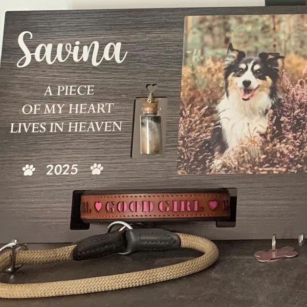 Memorial Pet Collar Sign, Dog Memorial Wood Frame With Collar Holder ...