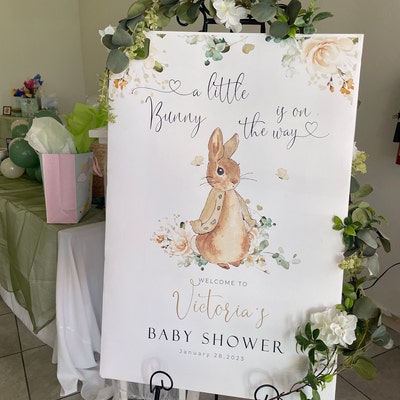 Peter Rabbit Gender Neutral Baby Shower Welcome Sign, Editable Baby ...