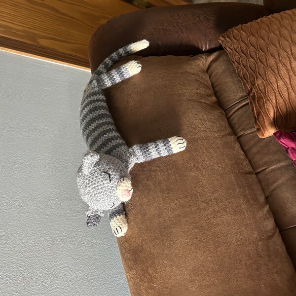 Stiped Cat Pattern Crochet Cat Pattern – Sleepy Striped Amigurumi Kitty, Easy PDF Tutorial ...