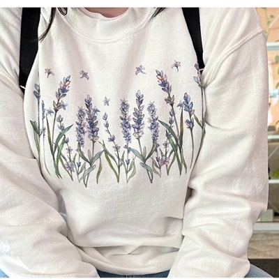 Vintage Classic Simple Flower Art Print Casual Cotton Sweatshirt main image 0