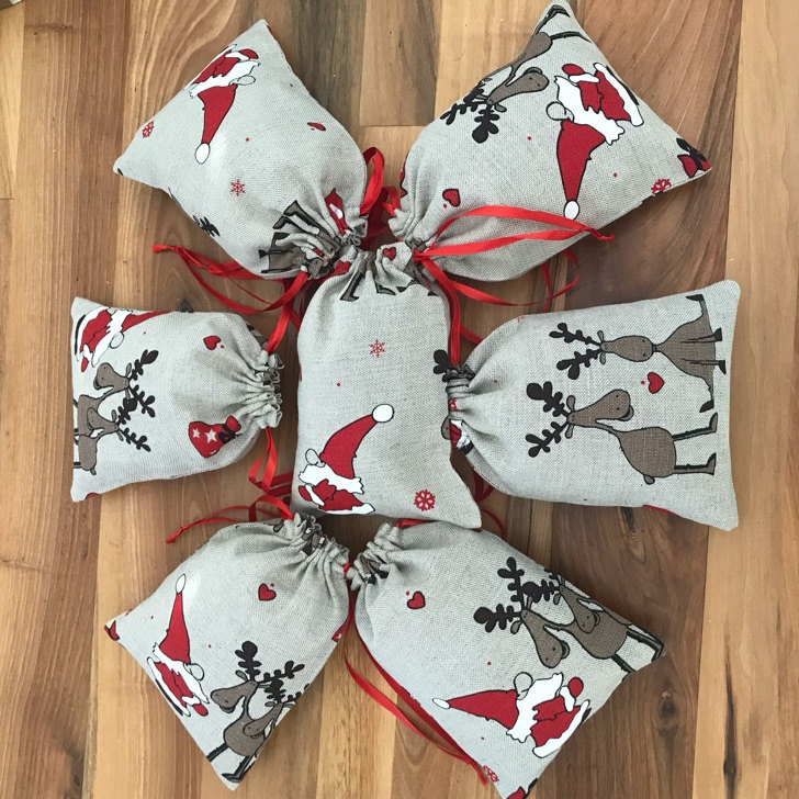 Christmas favor bags santa gift bag Christmas treats bag christmas santa bag favor bag santa claus bag christmas sackburlap christmas
