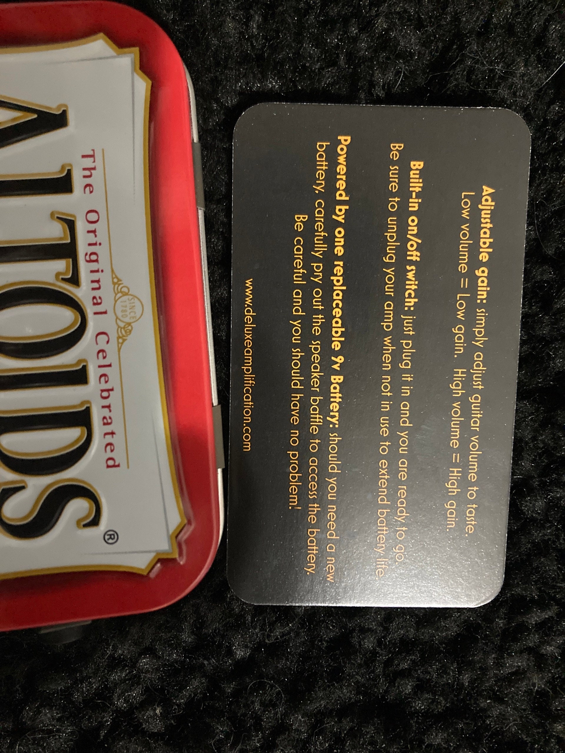 Portable Mint Tin Amp and Speaker for Electric Guitar- Altoids Red/Black handmade gifts for musicians FREE SHIPPING