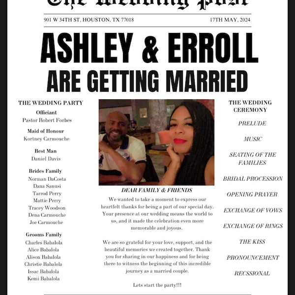 Newspaper Wedding Program Template Editable Wedding Newspaper Program Newspaper Wedding Program Template Editable Wedding Newspaper Program