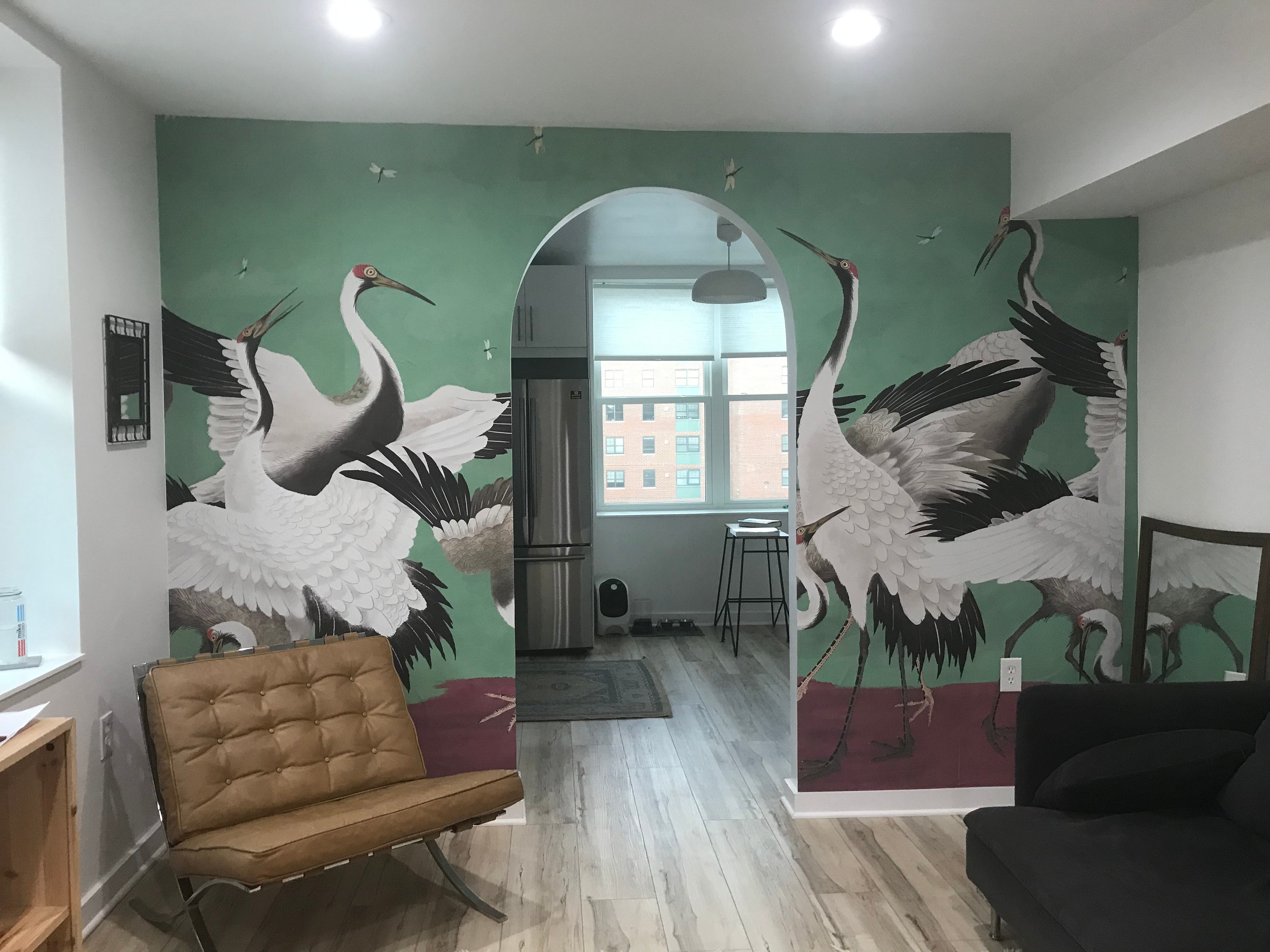 Heron Print Wallpaper, Removable Peel and Stick Mural, Japanese Gucci