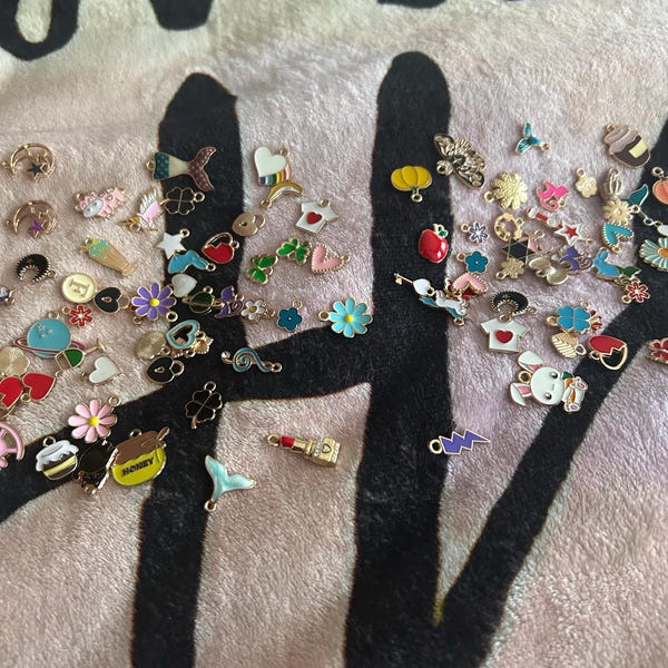 Randomly Accessory Items 20/30/50/100pcs Fashion Enamel Randomly Mixed Bulk Alloy Charm Small ...
