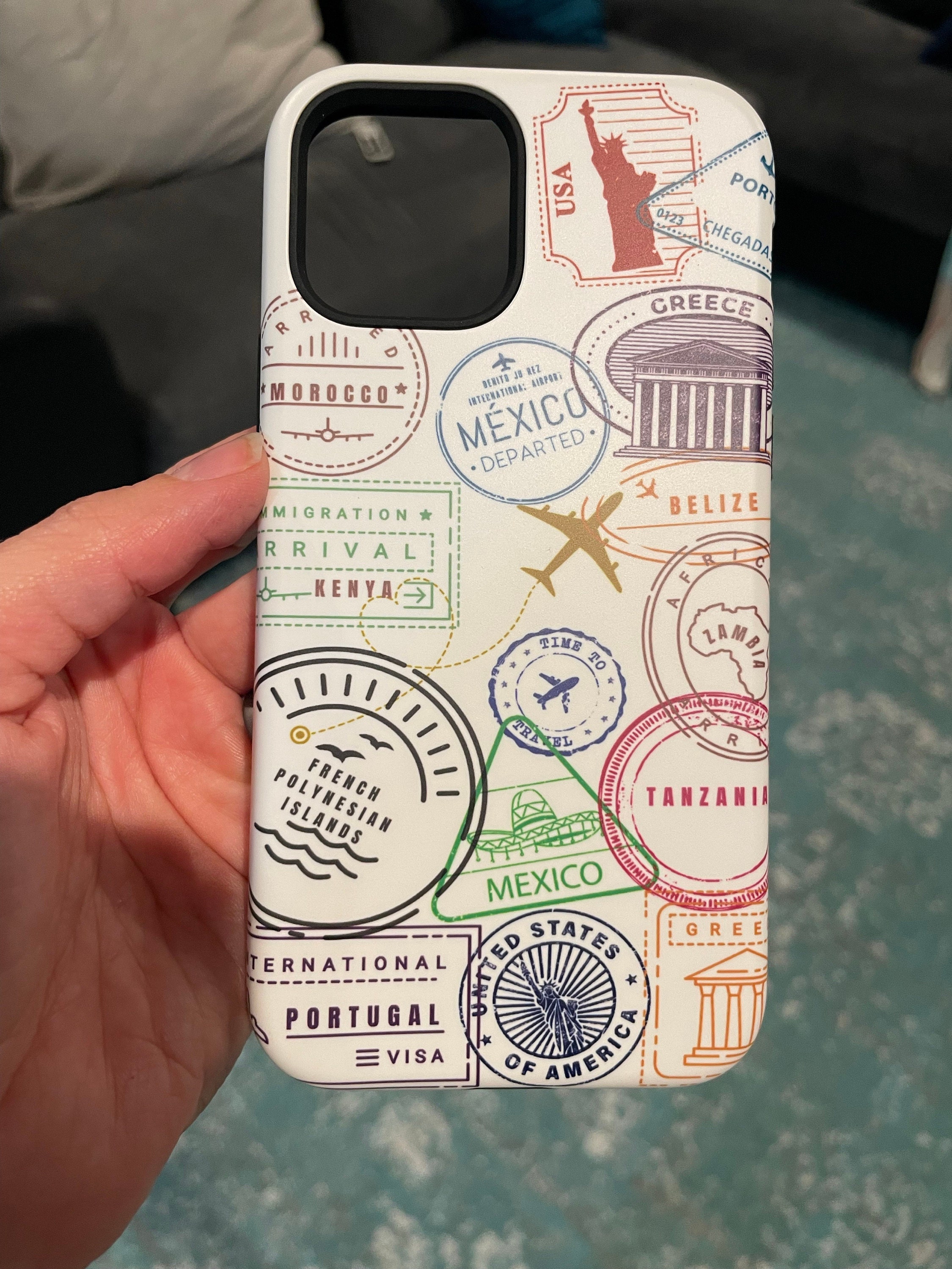 Create Your Own Travel Country Passport Stamp Travel Phone Case, For iPhone 13 15 14, Travel the World, Traveling Quote, Cute Thin Silicone,