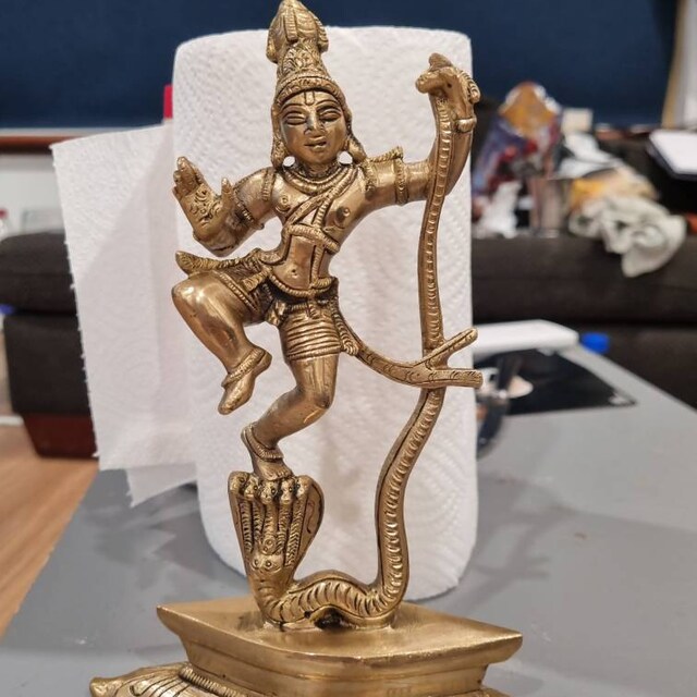 Ekaa Handicrafts Brass Dancing Krishna On Kaliya Nag India