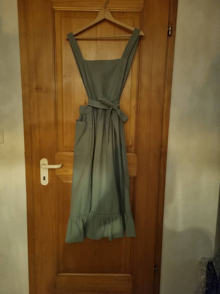 aprons for women with pocket , pinafore aprons for women retro , green , medieval, kitchen dress , apron dress , ruffles , her gift, pink