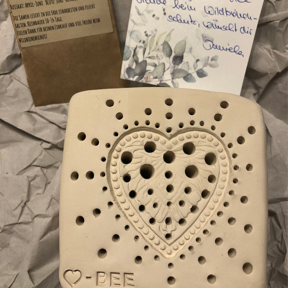 Bienenstein aus gebranntem Ton, Bienenhotel, Insektenhotel, Nisthilfe Wildbienen, Insektenhaus, Bienenhaus, Garten Keramik