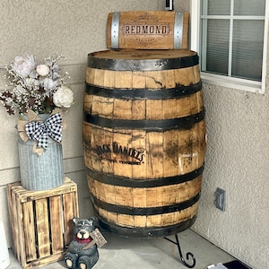 Wrought Iron Stand for White Oak Rain Barrels, Whiskey Barrels