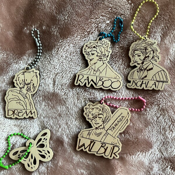 Soot Dream SMP Keychains, Bag Tag... (choose; Technoblade, Mumbojumbo ...