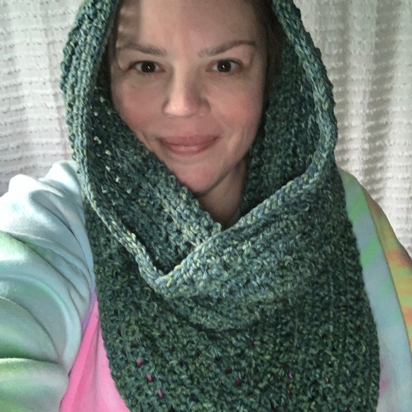 PDF Crochet Pattern - Bohemian Hooded Cowl Scarf - Boho Scarves With ...