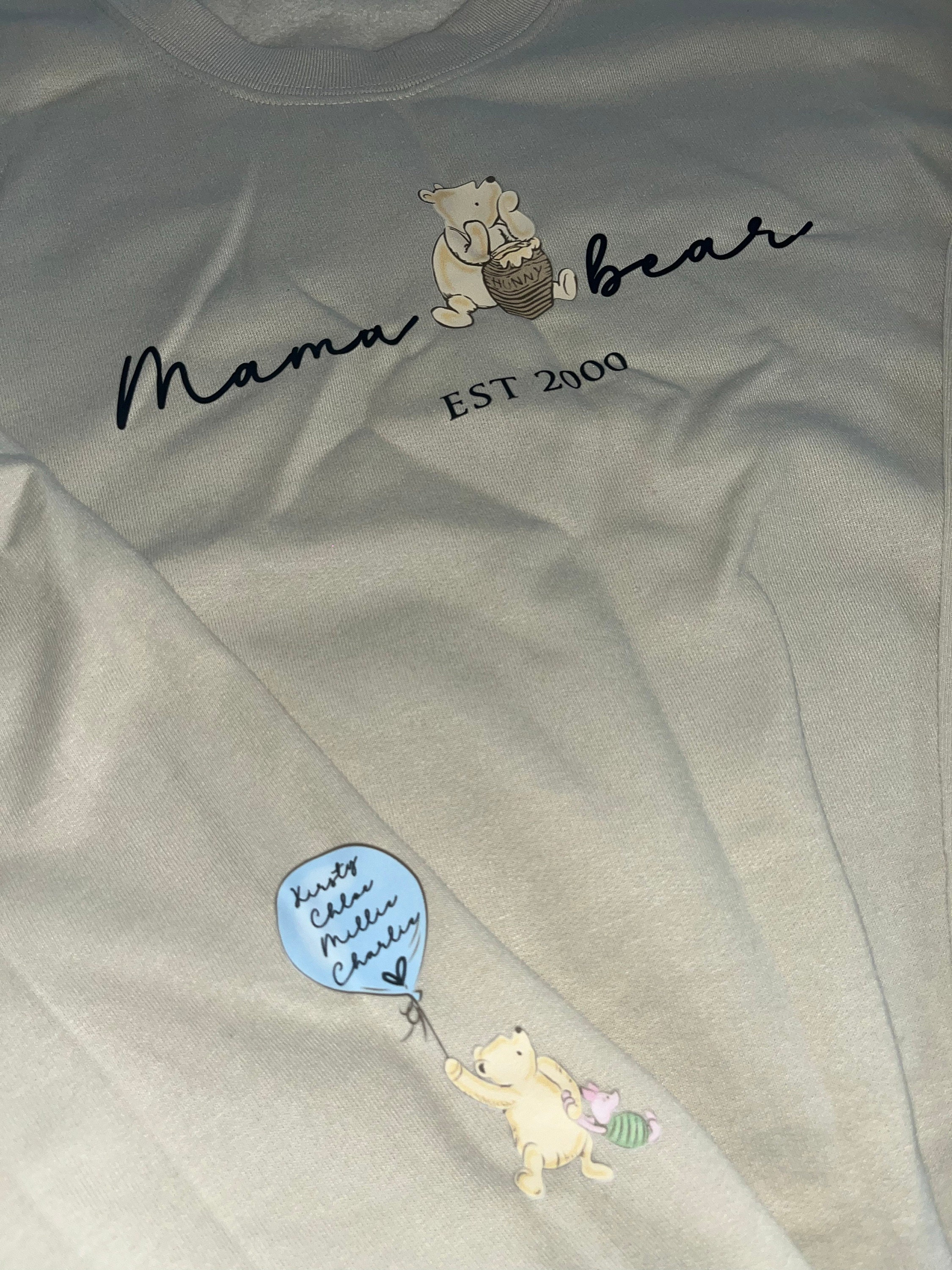 Mama Bear Sweatshirt. Personalised Mum Sweatshirt with children&#39;s names. Winnie the Pooh Sweatshirt  gift for Mum. Mama Bear Jumper.