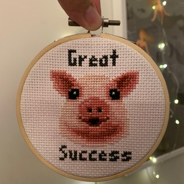 Happy Pig Cross Stitch Pattern PDF - Pig + Smiling Pig Embroidery