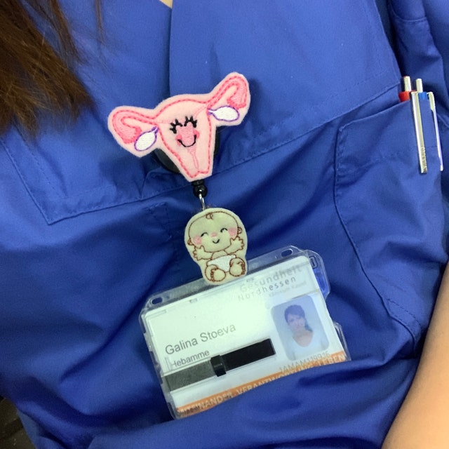 Midwife Gift, Obgyn Gift, Nurse Badge Reel, Uterus Badge Reel
