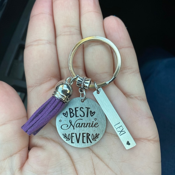 Key Rings Nanny Nanny Gift Keychain Key Chain • BEST NANNY EVER • #1 Nanny • Nanny Gift ...