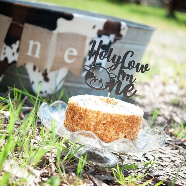 Holy Cow I'm One Cake Topper, Holy Cow I'm One Decorations, Farm Themed ...