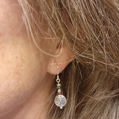 4-5/8ctw Multi-Color Gemstones Earrings In Rose Plated Sterling Silver - 12TCRA - Foto 2