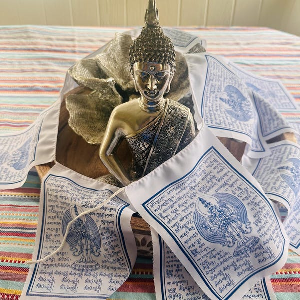 Tibetan Buddhist Eight Auspicious Symbol Khata Printed on Vegan Silk ...