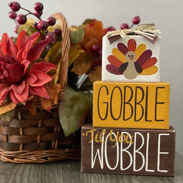 Thanksgiving Pumpkin Count Your Blessings Large Woodenblock Shelf ...