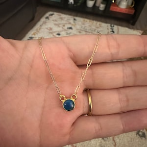 Customer photo, Dainty Mood Necklace, Color Changing Gold Gemstone Choker
