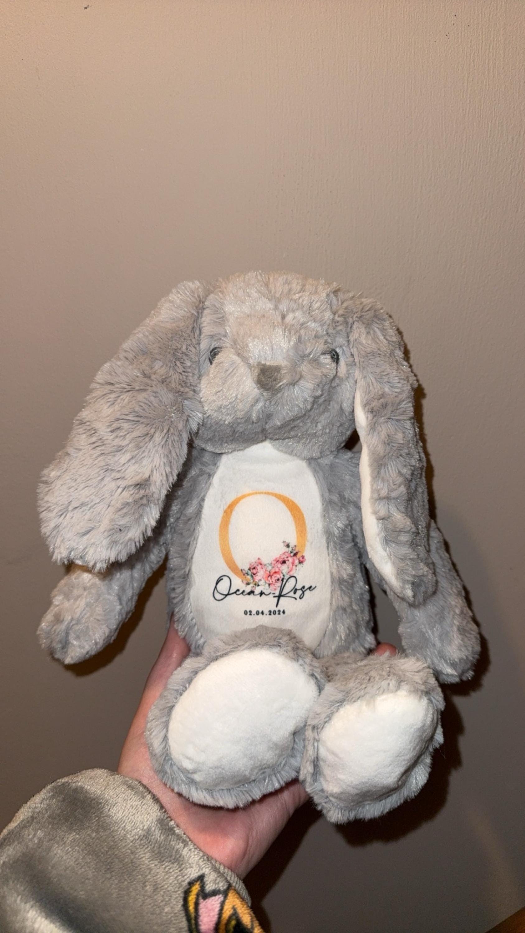 Personalised Bunny Rabbit, New Baby Gift, Personalised Plush Soft Toy, Your Name Teddy, Cuddly Toy, Girls and Boys Teddy Baby Shower Gift
