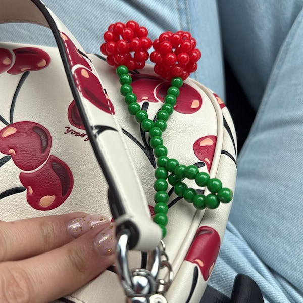 FLOWER BEADS SMALL SHOULDER BAG - NATURAL/GREEN main image 1