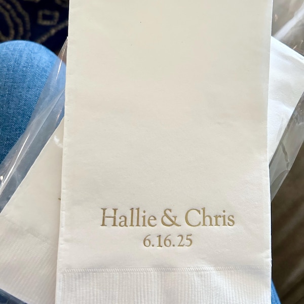 50 Personalized Hand Guest Towels Paper Dinner Napkins Wedding Favors ...